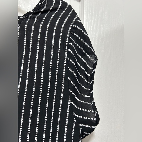 Halogen tunic blouse black white rope pattern women’s L double v-neck classic - Picture 10 of 14